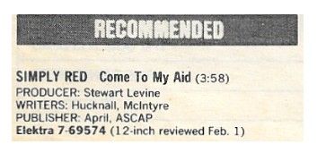 Simply Red / Come to My Aid / 1986