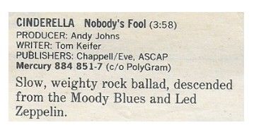 Cinderella / Nobody's Fool / 1986