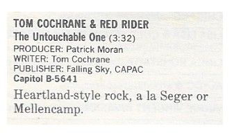 Cochrane, Tom--Red Rider / The Untouchable One / 1986