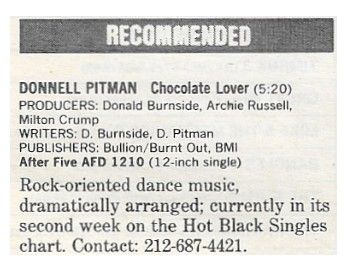 Pitman, Donnell / Chocolate Lover / 1986