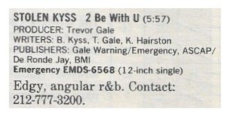Stolen Kyss / 2 Be With U / 1986