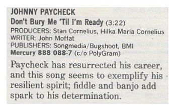 Paycheck, Johnny / Don't Bury Me 'Til I'm Ready / 1986