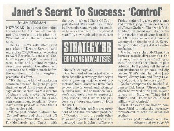 Jackson, Janet / Janet's Secret to Success: 'Control' / 1986