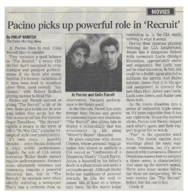 Pacino, Al--Colin Farrell / Pacino Picks Up Powerball Role in 'Recruit' / 2003