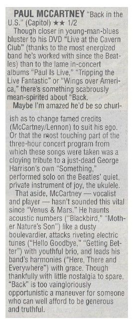 McCartney, Paul / Back in the U.S. / 2003
