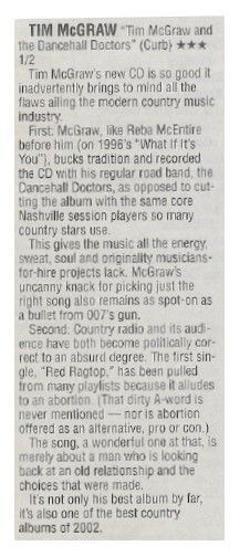 McGraw, Tim / Tim McGraw and the Dancehall Doctors (#2) / 2002