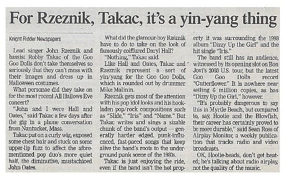 Goo Good Dolls / For Rzeznik, Takac, It's a Yin-Yang Thing / 2002