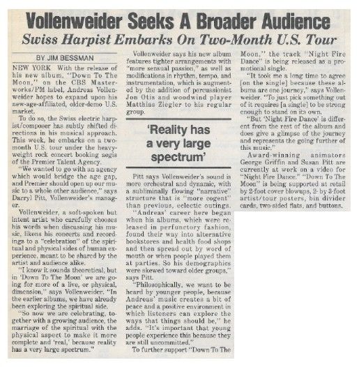 Vollenweider, Andreas / Vollenweider Seeks a Broader Audience / 1986