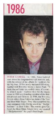 Gabriel, Peter / Closeup Photo and Story / 1986