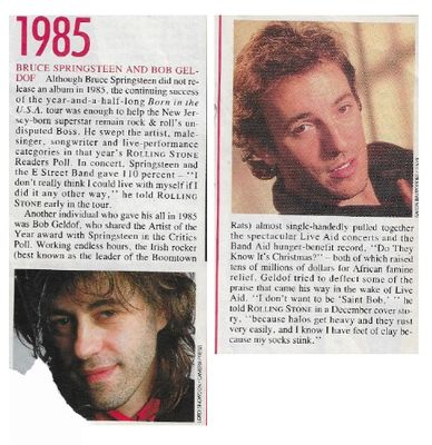 Geldof, Bob--Bruce Springsteen / 2 Closeup Photos with Story / 1986