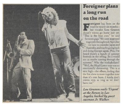 Foreigner / Foreigner Plans a Long Run on the Road / 1982