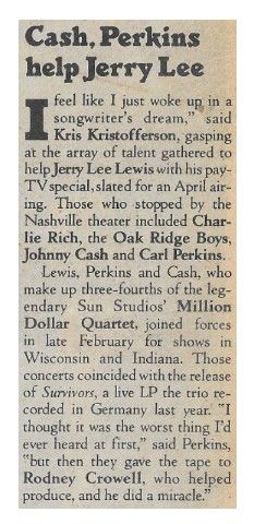 Lewis, Jerry Lee / Cash, Perkins Help Jerry Lee / 1982