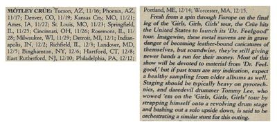 Motley Crue / Tour Dates + Story / 1989
