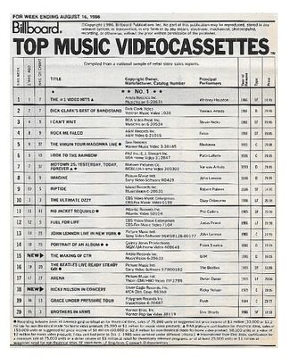 Houston, Whitney / The #1 Video Hits: Top Music Videocassettes / 8-16-86