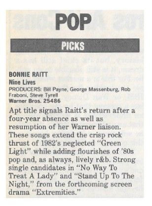 Raitt, Bonnie / Nine Lives / 1986