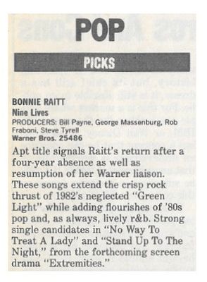 Raitt, Bonnie / Nine Lives / 1986