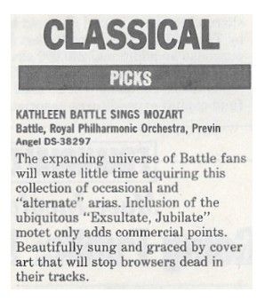 Battle, Kathleen / Sings Mozart / 1986