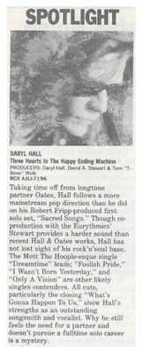 Hall, Daryl / Three Hearts in the Happy Ending Machine / 1986