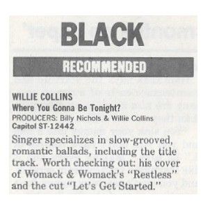 Collins, Willie / Where You Gonna Be Tonight? / 1986