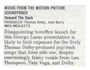 Soundtrack / Howard the Duck / 1986