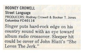 Crowell, Rodney / Street Language / 1986