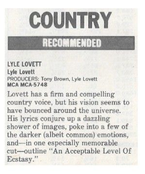 Lovett, Lyle / Lyle Lovett / 1986