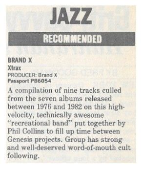 Brand X / Xtrax / 1986