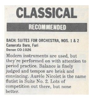 Bach / Suites For Orchestra, Nos. 1 + 2 / 1986
