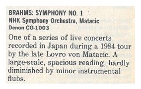 Brahms / Symphony No. 1 / 1986