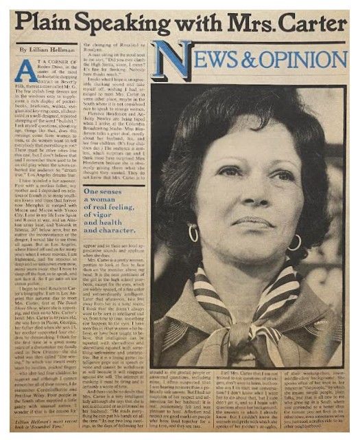 Carter, Rosalynn / Plain Speaking with Mrs. Carter / 1976