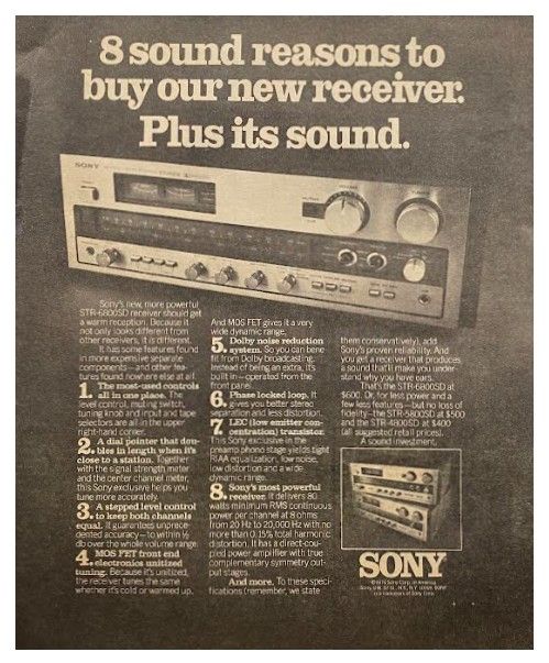Sony / 8 Sound Reasons to Buy Our New Receiver / 1976