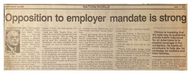 Dingell, John / Opposition to Employer Mandate is Strong / 1994
