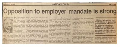 Dingell, John / Opposition to Employer Mandate is Strong / 1994