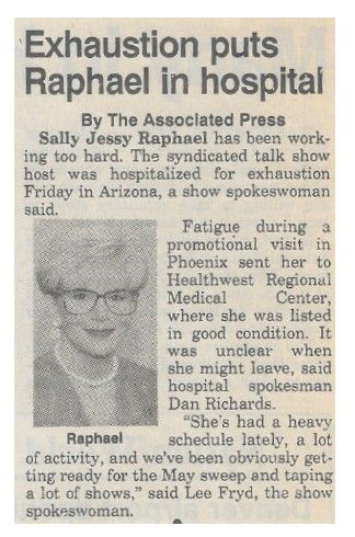 Raphael, Sally Jessy / Exhaustion Puts Raphael in Hospital / 1994