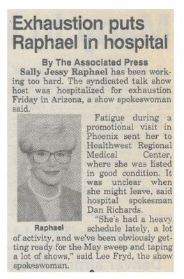 Raphael, Sally Jessy / Exhaustion Puts Raphael in Hospital / 1994