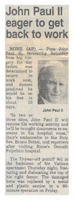 Pope John Paul II / Eager to Get Back to Work / 1994