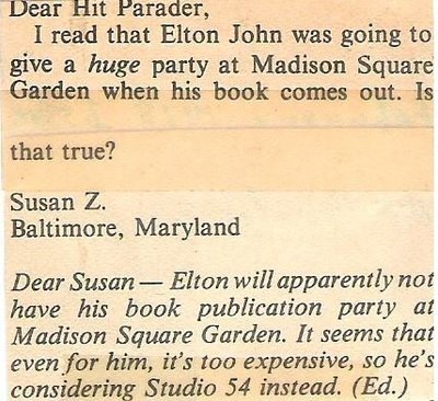 John, Elton / Huge Party at Madison Square Garden? / 1977