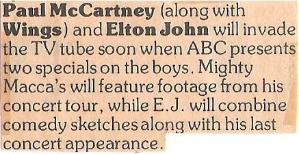 McCartney, Paul / Will Invade the TV Tube Soon / 1977