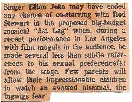 John, Elton / May Have Ended Any Chance of Co-Starring / 1978
