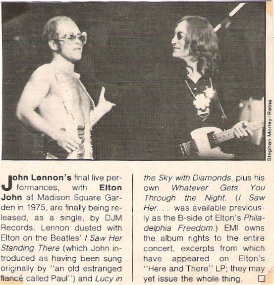 John, Elton / John Lennon's Final Live Performances / 1981