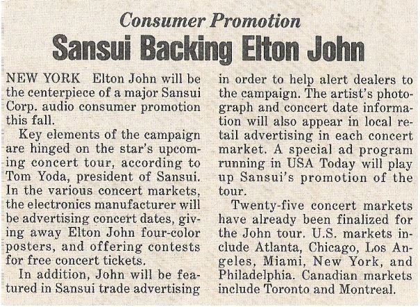 John, Elton / Sansui Backing Elton John / 1986