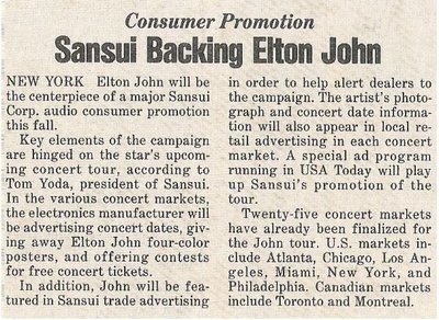 John, Elton / Sansui Backing Elton John / 1986