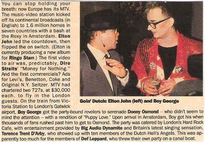 John, Elton / With Boy George at MTV Europe Launch / 1987