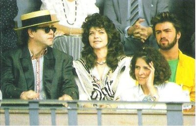 John, Elton / At Live-Aid, Wembley Stadium #8 / with George Michael + Renate Blauel