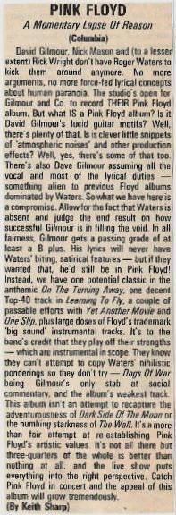 Pink Floyd / A Momentary Lapse of Reason / 1987