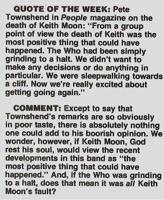 Townshend, Pete / Quote of the Week (About Keith Moon) / 1979