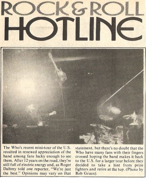 Who, The / Recent Mini-Tour of the U.S. / 1976