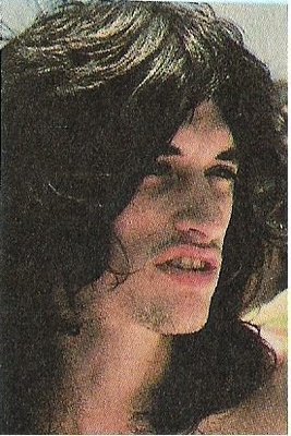 Aerosmith / Joe Perry Closeup - Light Blue Background / 1976