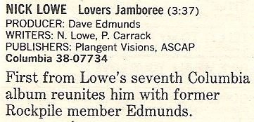 Lowe, Nick / Lovers Jamboree / 1988