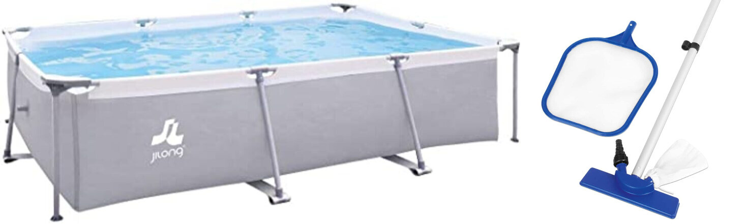 BUNDLE Rechteckiger Pool (300cm × 207cm × 65cm) + Pool Reinigungsset 3tlg. von JILONG